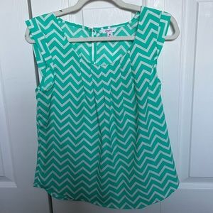 Vintage teal chevron top